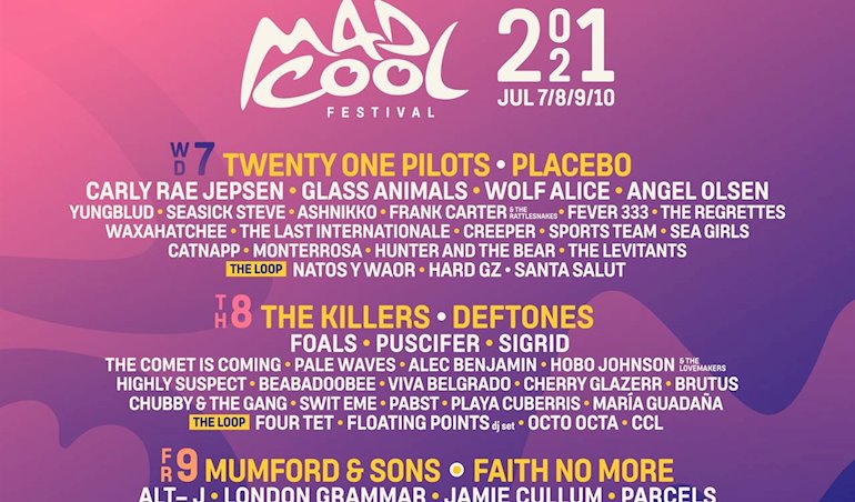 El Mad Cool Festival anuncia gran parte de su cartel - en torno al 70 por ciento - para la edición de 2021, que se celebrará durante cuatro días del 7 al 10 de julio
